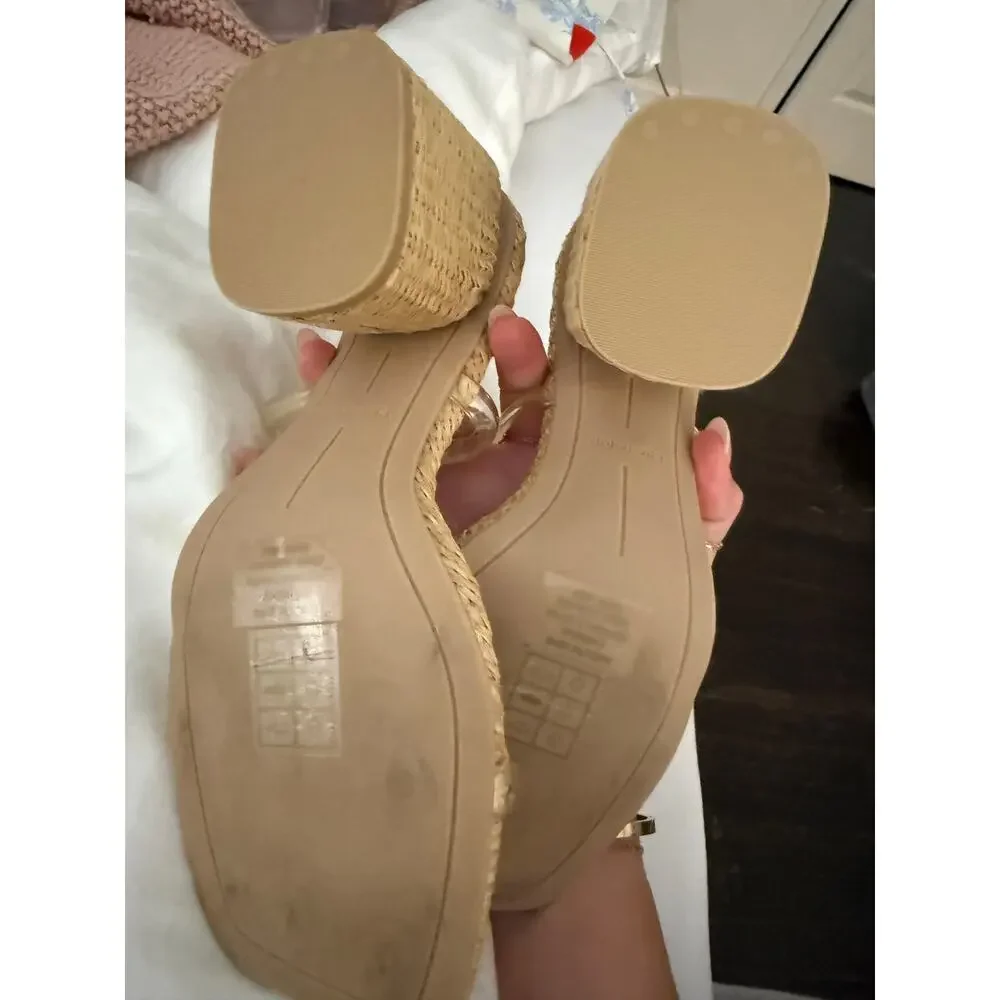 $140 dolce Vita Dual-Strap Wicker Heel Sandals  Size 7.5